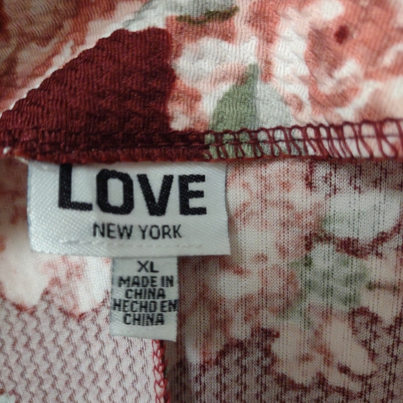 Cute Floral Burgundy Open Front Blazer Jacket Size XL - Picture 6 of 11